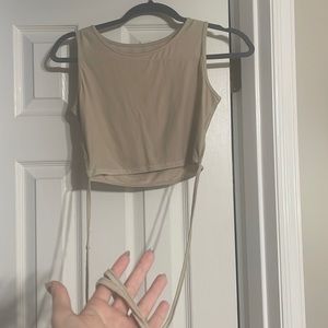 high neck crop top with ties